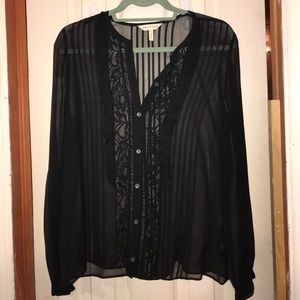 Rebecca Taylor Sheer Black Blouse